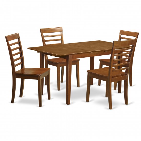 5 Pc Dinette Set For Small Spaces - Table And 4 Dining Chairs