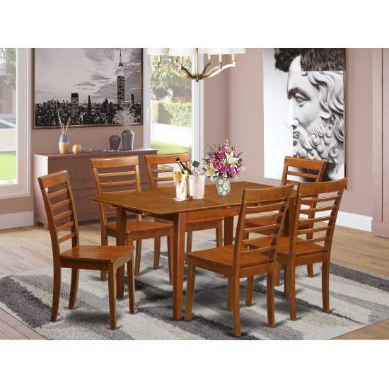 7 Pc Kitchen Tables And Chair Set Table With A 12In Leaf And 6 Kitchen Chairs