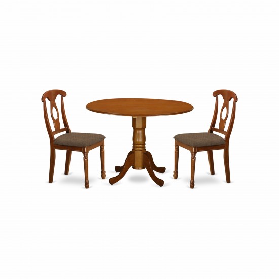 3 Pc Small Kitchen Table Set-Kitchen Table And 2 Kitchen Chairs, Saddle Brown