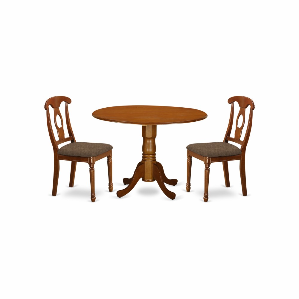 3 Pc Small Kitchen Table Set-Kitchen Table And 2 Kitchen Chairs, Saddle Brown