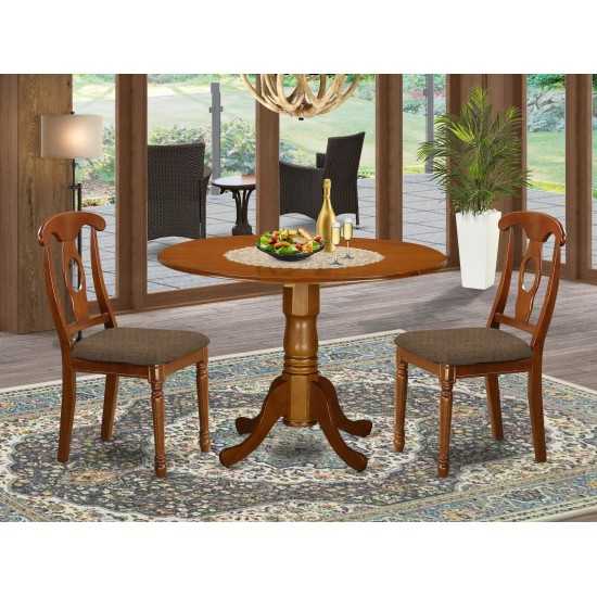 3 Pc Small Kitchen Table Set-Kitchen Table And 2 Kitchen Chairs, Saddle Brown