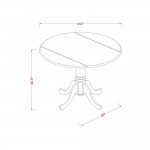 5Pc Dining Set, Round Dinette Table, Drop Leaves, Four Parson Chairs, Doeskin Fabric, Mahogany