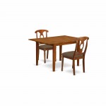 3 Pc Set Milan Featuring Leaf And 2 Fabric Chairs In Saddle Brown