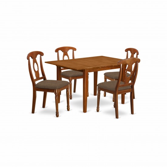 5 Pc Kitchen Nook Dining Set- Tables And 4 Brown Dining Chairs