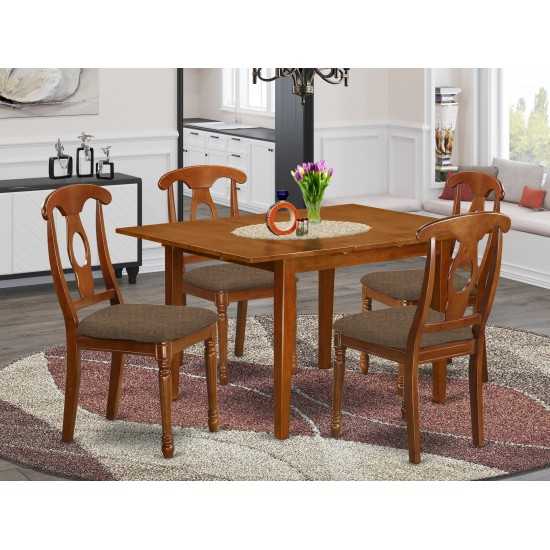 5 Pc Kitchen Nook Dining Set- Tables And 4 Brown Dining Chairs