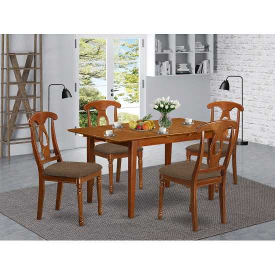 Psna5-Sbr-C 5 Pc Kitchen Table Set Table With Leaf And 4 Dining Table Chairs