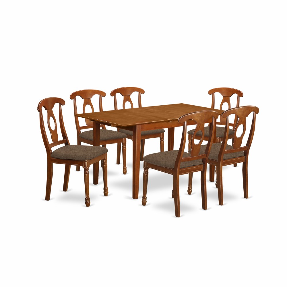 7 Pc Dinette Set - Table With Leaf And 6 Kitchen Chairs