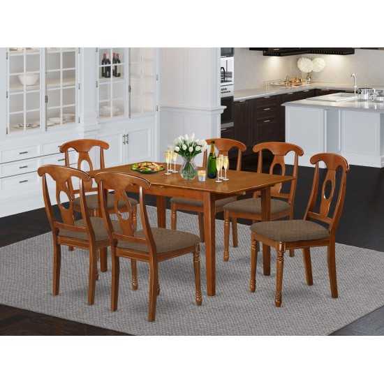 7 Pc Dinette Set - Table With Leaf And 6 Kitchen Chairs