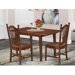 3Pc Rectangle 48/60" Table, 12 In Butterfly Leaf, Two Wood Seat Dining Chairs