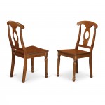 3 Pc Set Milan With Leaf And 2 Wood Dinette Chairs In Saddle Brown