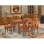 7 Pc Kitchen Nook Dining Set-Small Table And 6 Dining Chairs, Saddle Brown