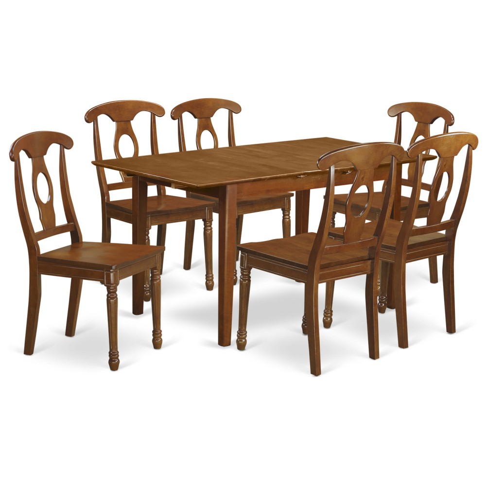 7 Pc Kitchen Table Set Table With Leaf And 6 Dining Chairs