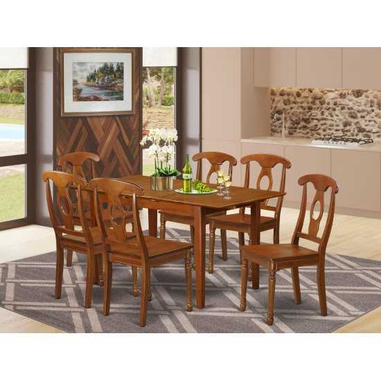 7 Pc Kitchen Table Set Table With Leaf And 6 Dining Chairs