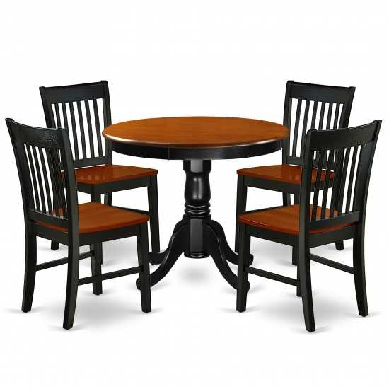 3Pc Round 36" Dinner Table And Two Wood Seat Dining Chairs