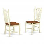 3 Pc Set, Round Small Table, 2 Leather Kitchen Chairs In Buttermilk, Cherry .