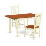 3 Pc Dinette Set-Dining Table And 2 Kitchen Dining Chairs, Buttermilk & Cherry