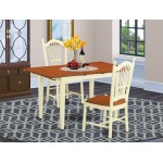 3 Pc Dinette Set-Dining Table And 2 Kitchen Dining Chairs, Buttermilk & Cherry