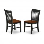 3Pc Kitchen Set Offers A Small Kitchen Table, 2 Dining Chairs, Solid Wood Seat, Slat Back, Black, Cherry