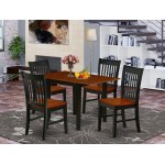 5Pc Wood Dining Set, Rectangle Table, 4 Chairs, Asian Hardwood Seat, Slat Back, Black-Cherry