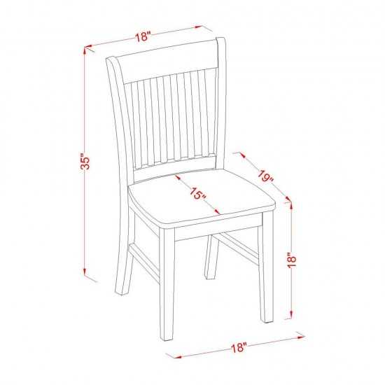 5Pc Wood Dining Set, Rectangle Table, 4 Chairs, Asian Hardwood Seat, Slat Back, Black-Cherry