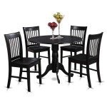 5 Pc Small Kitchen Table, Chairs Set-Round Kitchen Table, 4 Dinette Chairs