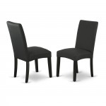 5Pc Round 42" Kitchen Table, Two 9-Inch Drop Leaves, Four Chair, Black Leg, Black