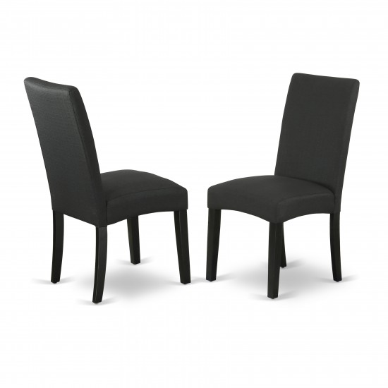 5Pc Round 42" Kitchen Table, Two 9-Inch Drop Leaves, Four Chair, Black Leg, Black