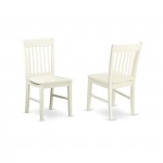 3 Pc Dining Set, 1 Wood Table, 2 Linen White Chairs, Slatted Back, Linen White Finish