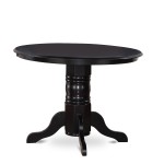 3Pc Round 42" Dining Room Table, A Pair Of Parson Chair, Black Finish Leg