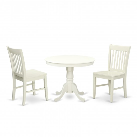 3 Pc Kitchen Table Set With A Dining Table And 2 Kitchen Chairs In Linen White