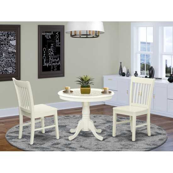 3 Pc Kitchen Table Set With A Dining Table And 2 Kitchen Chairs In Linen White