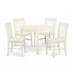 5 Pc Kitchen Set, Dining Table, 4 Faux Leather Seat Kitchen Chairs In White