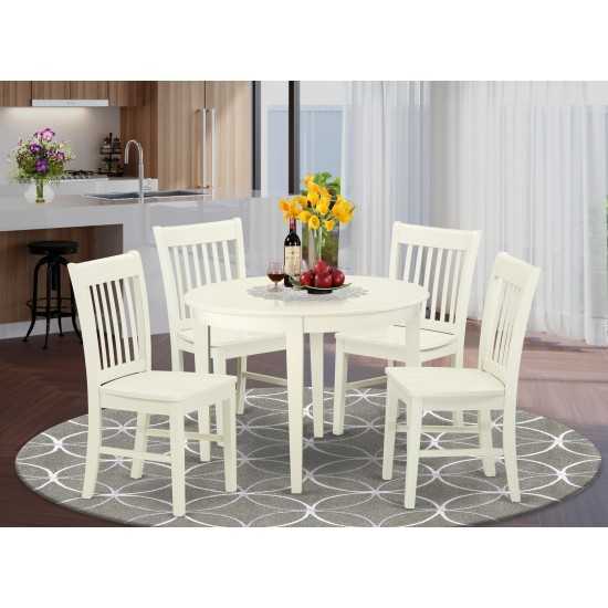 5 Pc Kitchen Set, Dining Table, 4 Faux Leather Seat Kitchen Chairs In White