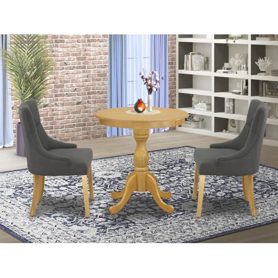 3-Pc Kitchen Dining Room Set 2 Parson Dining Chairs, 1 Dining Room Table (Oak)