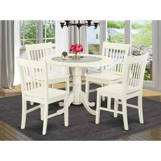 5 Pc Dublin Kitchen Table Set-Dining Table And 4 Wood Seat Kitchen Chairs