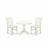 3 Pc Dining Set, Linen White Table, 2 Linen White Chairs, Slatted Back, Linen White Finish