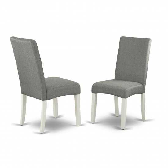 3Pc Round 42" Dining Table, Two 9-Inch Drop Leaves, Two Chair, Linen White Leg, Gray