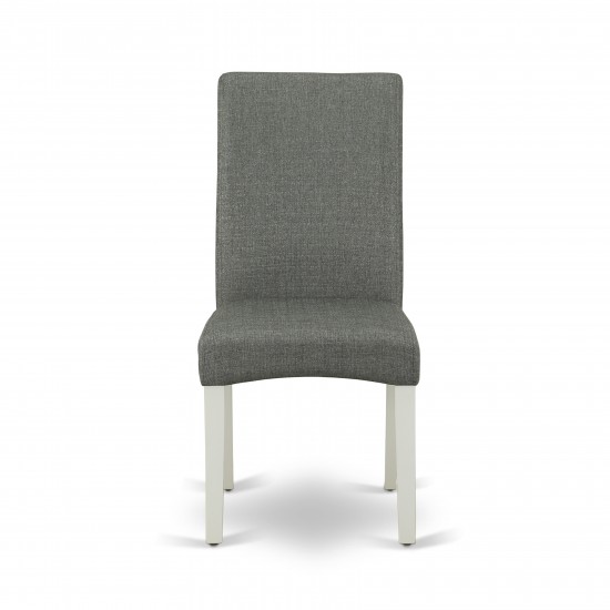3Pc Round 42" Dining Table, Two 9-Inch Drop Leaves, Two Chair, Linen White Leg, Gray