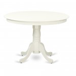 5 Pc Hartland Set, One Round 42In Dinette Table, 4 Dinette Chairs, Wood Seat In A Warm Linen White Finish.