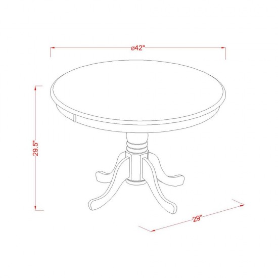 5 Pc Hartland Set, One Round 42In Dinette Table, 4 Dinette Chairs, Wood Seat In A Warm Linen White Finish.