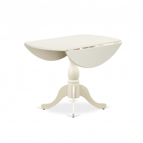 3 Pc Wood Dining Set, 1 Drop Leaves Table, 2 Grey Padded Chair, High Back, Linen White Finish