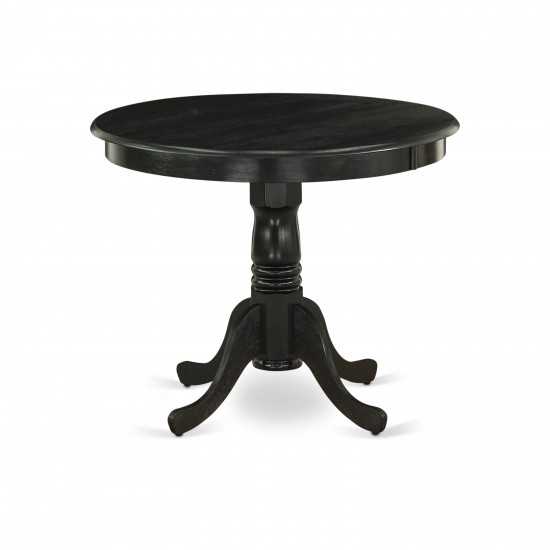 3-Pc Dining Set Included A Round Kitchen Table & 2 Kitchen Chairs, Black Parson Chairs Seat, Rubber Wood Legs, Black Finish
