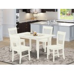 5Pc Dinette Set 4 Dining Chairs, Butterfly Leaf Dining Table, Linen White