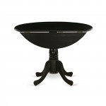 3Pc Dining Kitchen Set, Round Breakfast Table, 2 Chairs, Black Parson Chairs Seat, Rubber Wood Legs, Black