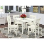 5-Piece Dinette Table Set - Table And 4 Wood Seat Dining Chairs In Linen White