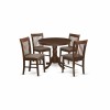 5Pc Round 36 Inch Kitchen Table And Four Linen Fabic Seat Chairs