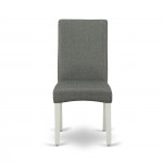 Dining Set 3 Pcs Two Dining Chairs, Wood Table Linen White Finish Solid Wood Grey Color