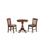 3-Pc Dining Room Table Set 2 Wooden Dining Chairs And 1 Dining Table (Mahogany)