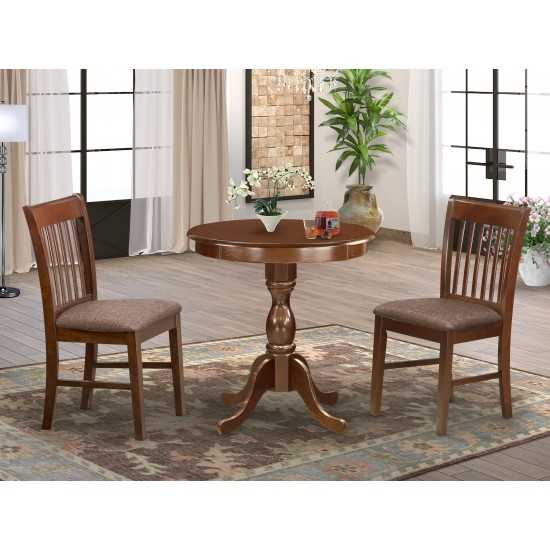 3-Pc Dining Room Table Set 2 Wooden Dining Chairs And 1 Dining Table (Mahogany)