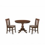 3 Pc Kitchen Dining Set, Mahogany Small Table, 2 Mahogany Chairs, Slatted Back, Mahogany Finish